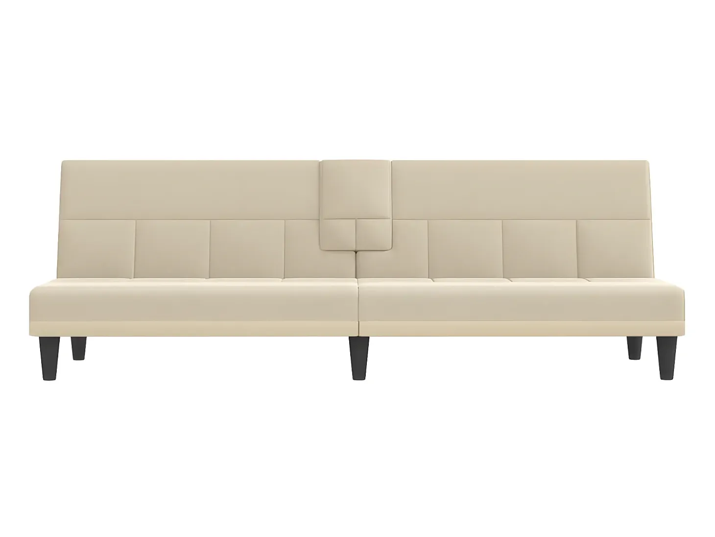 Sofá-cama com suportes para copos tecido cor creme PT127698