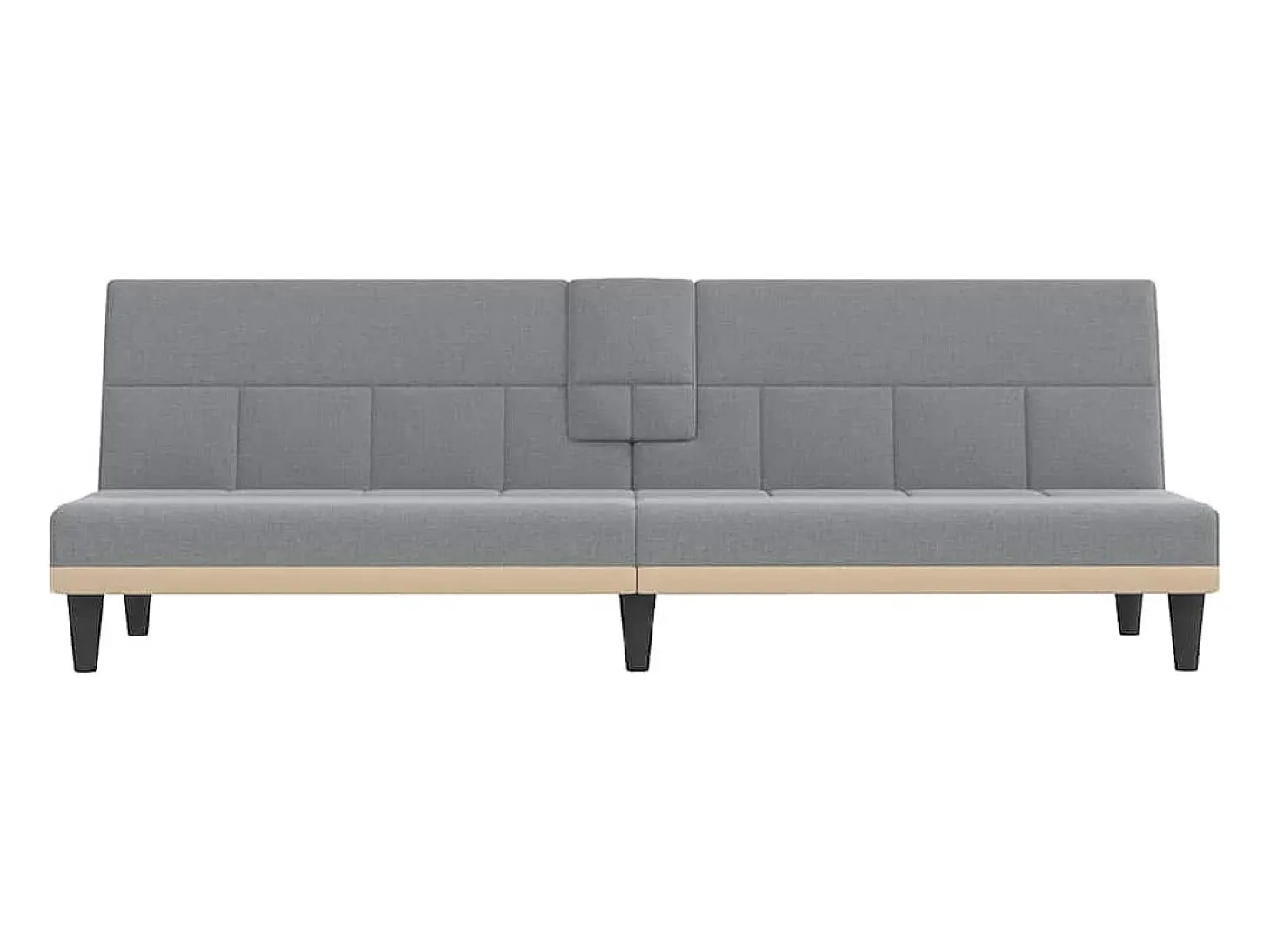 Sofá-cama com suportes para copos tecido cinzento-claro