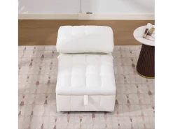 Sofá-cama conversível - 68 x 95 x 76 cm - com encosto e profundidade do assento ajustáveis - tecido - branco
