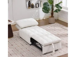 Sofá-cama conversível - 68 x 95 x 76 cm - com encosto e profundidade do assento ajustáveis - tecido - branco