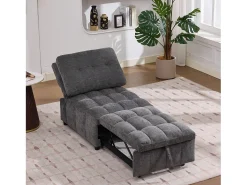 Sofá-cama conversível - 68 x 95 x 76 cm - com encosto e profundidade do assento ajustáveis - tecido - cinza