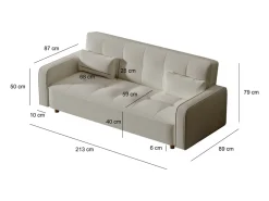 Sofá-Cama Conversível 3 Lugares Veludo Cotelê Terracota Estilo Escandinavo Moderno