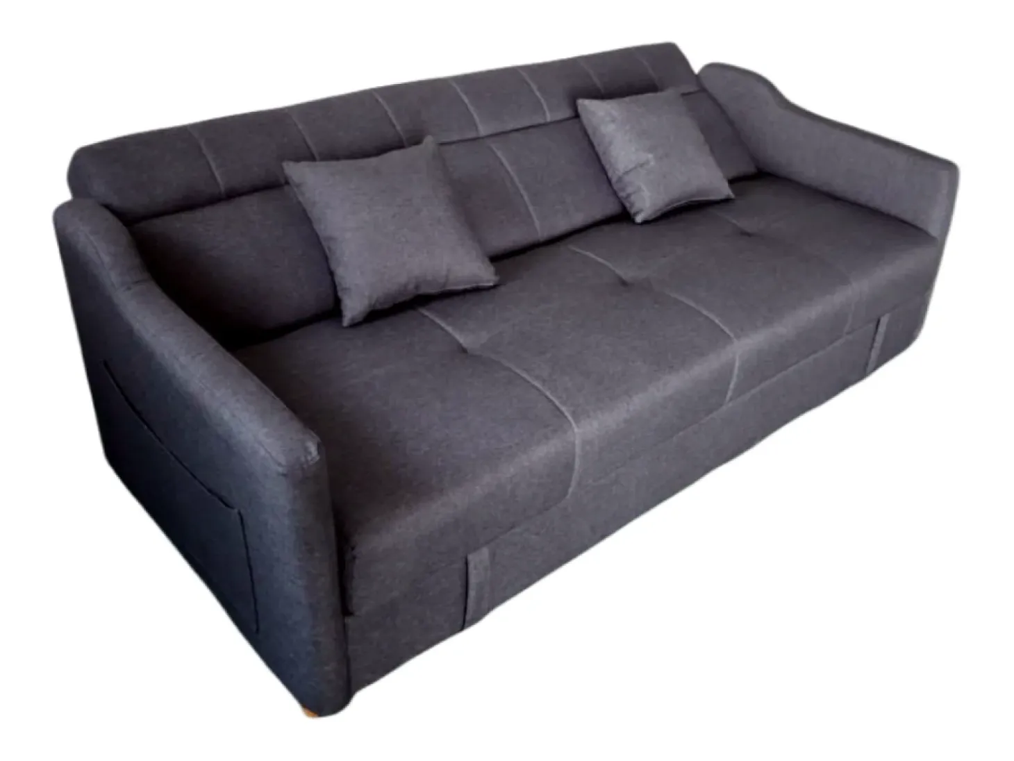 Sofá-Cama Conversível Cinza Escuro de 3 Lugares com Armazenamento - ADARE