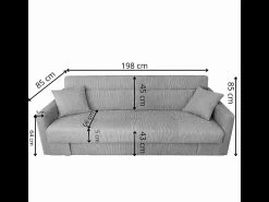 Sofá-Cama Conversível Cinza Escuro de 3 Lugares com Armazenamento - ADARE