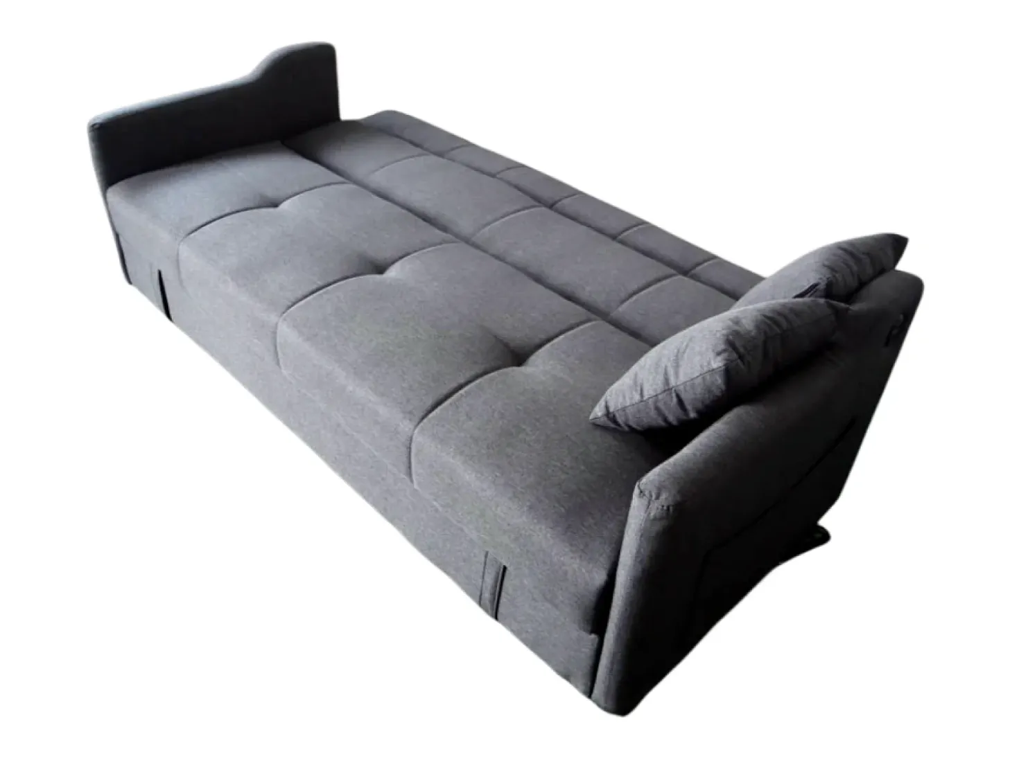 Sofá-Cama Conversível Cinza Escuro de 3 Lugares com Armazenamento - ADARE