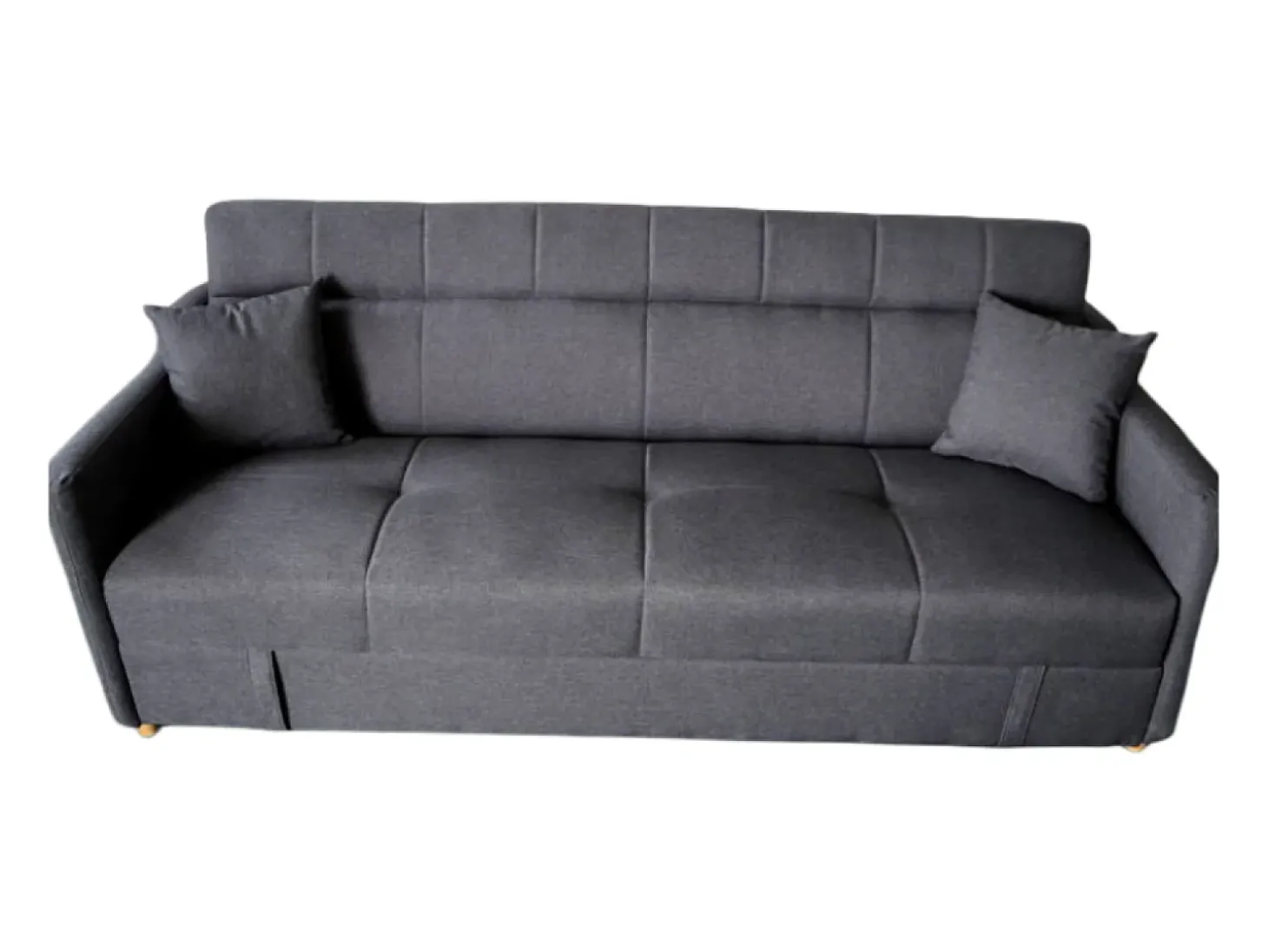 Sofá-Cama Conversível Cinza Escuro de 3 Lugares com Armazenamento - ADARE