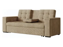 Sofá-Cama Conversível de 3 Lugares Modular em Veludo Cotelê Bege NOHO