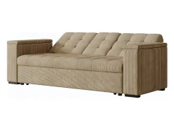 Sofá-Cama Conversível de 3 Lugares Modular em Veludo Cotelê Bege NOHO