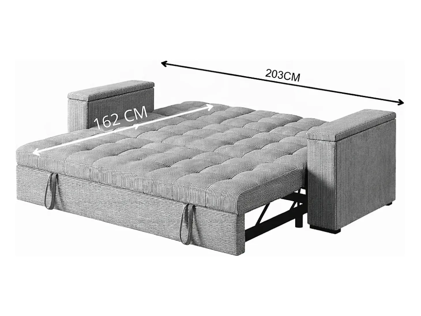 Sofá-Cama Conversível de 3 Lugares Modular em Veludo Cotelê Bege NOHO