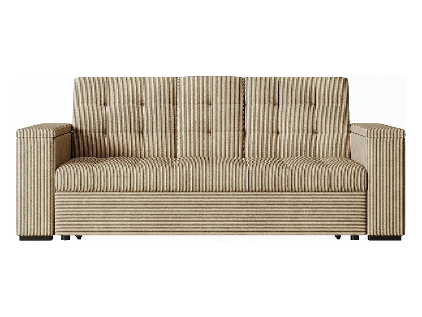 Sofá-Cama Conversível de 3 Lugares Modular em Veludo Cotelê Bege NOHO