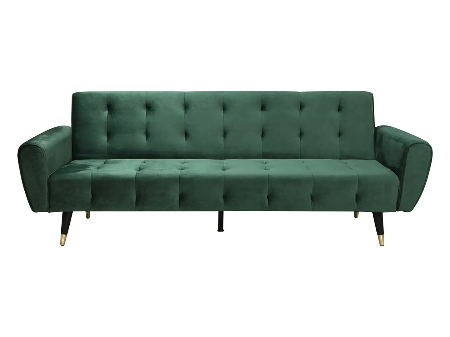 Sofá-Cama Conversível de 3 Lugares em Veludo Verde Ontario Moderno e Confortável