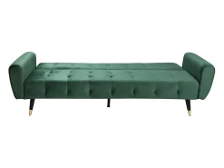 Sofá-Cama Conversível de 3 Lugares em Veludo Verde Ontario Moderno e Confortável