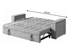 Sofá-Cama Conversível de 3 Lugares em Tecido Cinza Claro NOHO - Estilo Moderno e Prático
