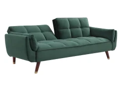 Sofá-cama conversível de 3 lugares GULCAN com mecanismo click-clack em veludo verde.