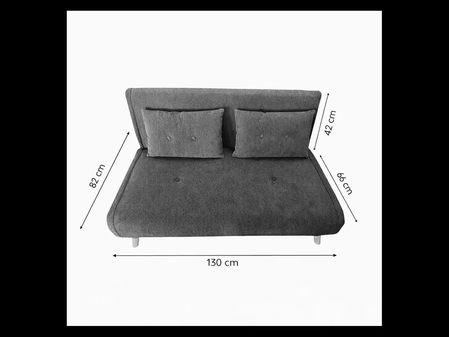 Sofá-Cama Conversível em Veludo Cotelê Bege 2 Lugares ENNIS