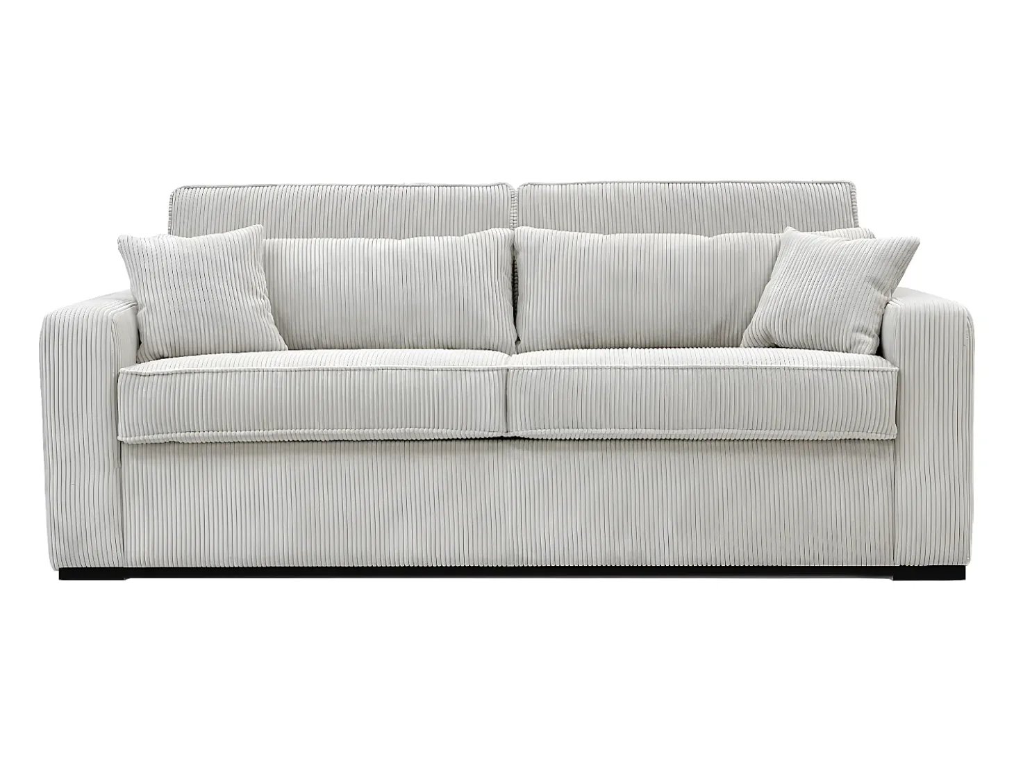 Sofá-cama conversível Express em veludo cotelê bege, com estrado de ripas de 160 cm e 16 cm de espessura, MONDOVI