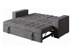 Sofá-Cama Conversível Modular de 3 Lugares em Veludo Cotelê Cinza com Armazenamento NOHO