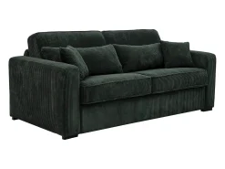 Sofá-cama conversível MONDOVI Express em veludo cotelê verde, área para dormir de 160 cm, colchão de 16 cm.