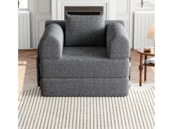 Sofá-cama convertível - Um lugar - Tecido chenille cinzento