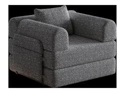 Sofá-cama convertível - Um lugar - Tecido chenille cinzento