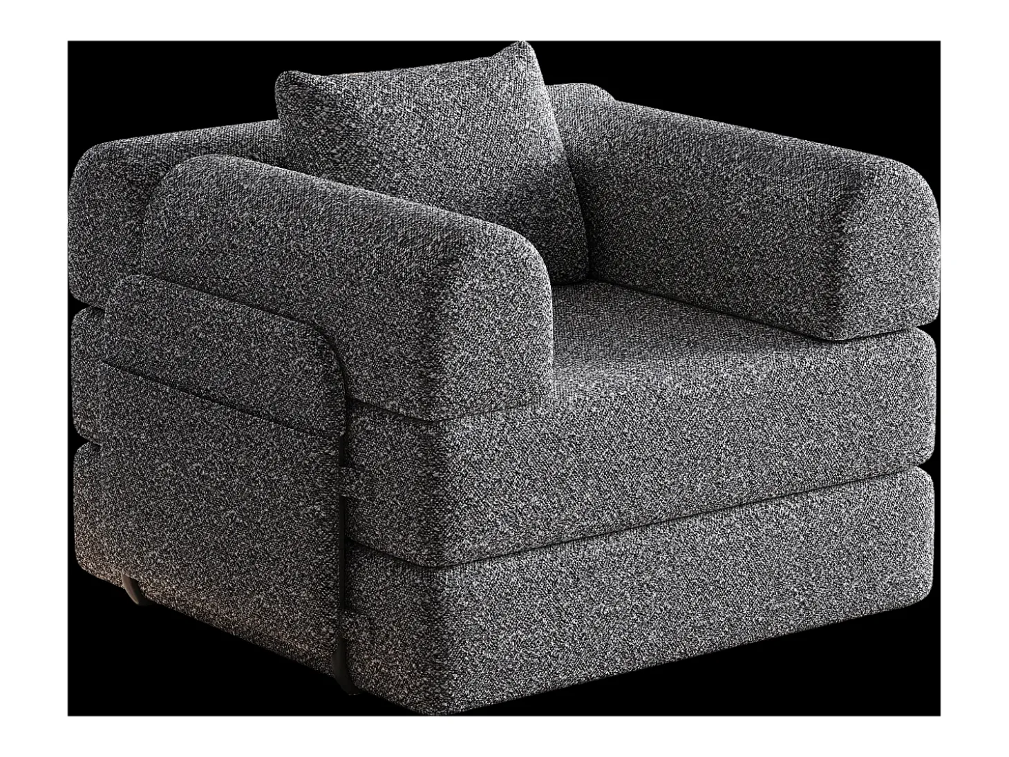 Sofá-cama convertível - Um lugar - Tecido chenille cinzento