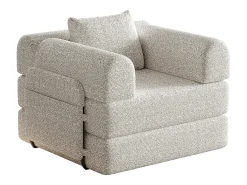 Sofá-cama convertível - Um lugar - Tecido chenille caqui