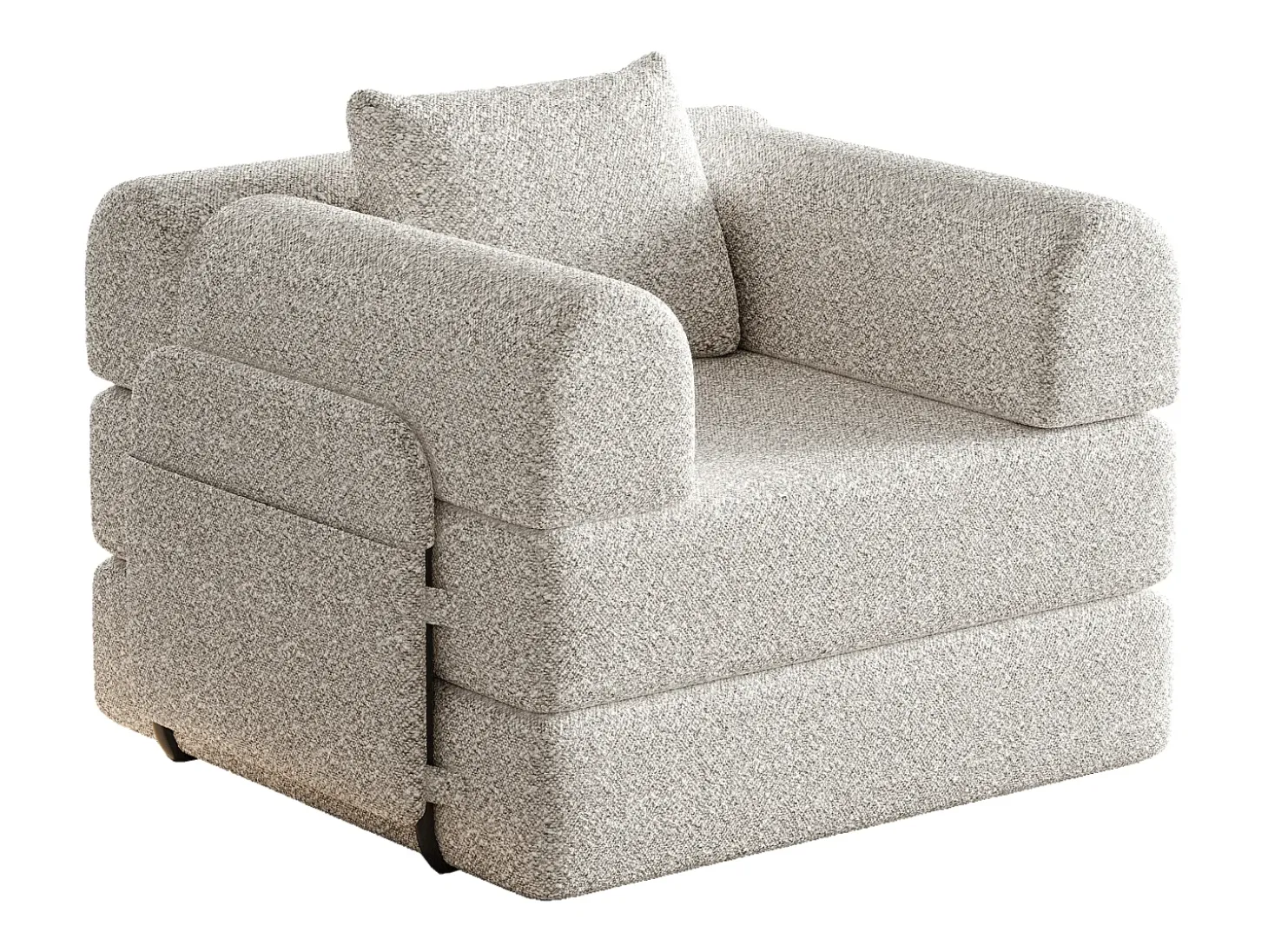 Sofá-cama convertível - Um lugar - Tecido chenille caqui