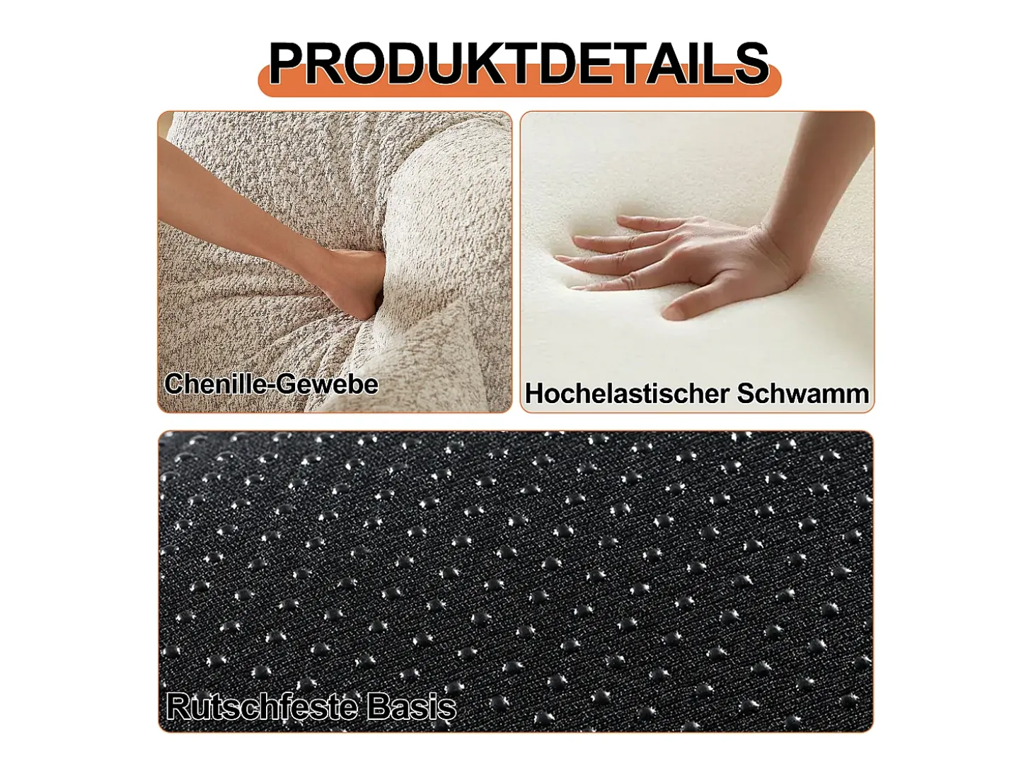 Sofá-cama convertível - Um lugar - Tecido chenille caqui