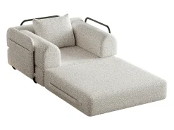 Sofá-cama convertível - Um lugar - Tecido chenille caqui