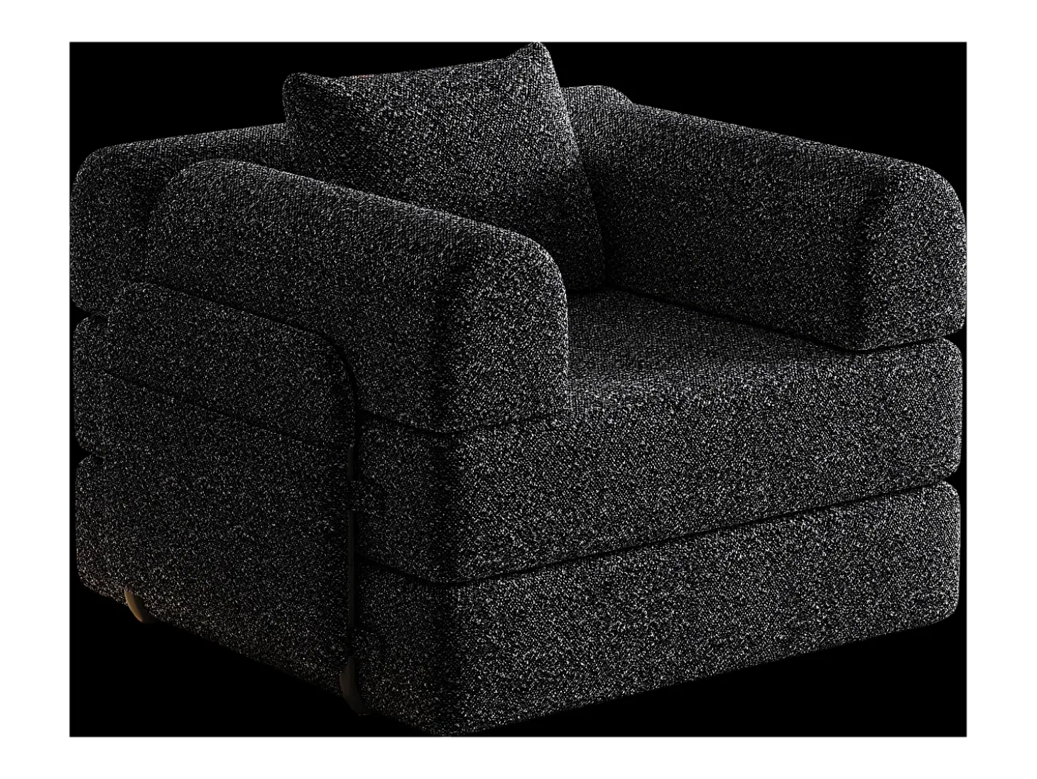 Sofá-cama convertível - Um lugar - Tecido chenille preto