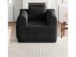 Sofá-cama convertível - Um lugar - Tecido chenille preto