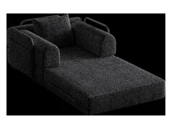 Sofá-cama convertível - Um lugar - Tecido chenille preto