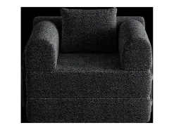 Sofá-cama convertível - Um lugar - Tecido chenille preto