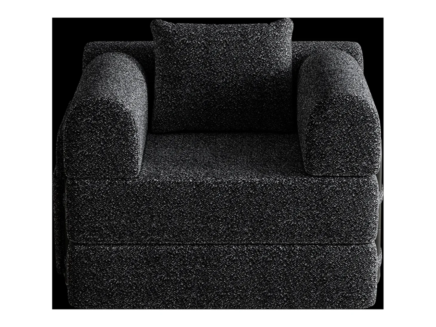 Sofá-cama convertível - Um lugar - Tecido chenille preto