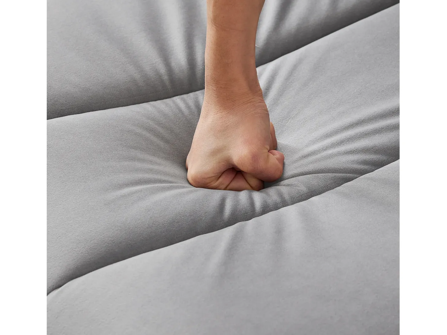 Sofá-cama convertível de 3 lugares em tecido de veludo - Cinza