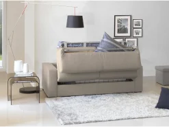 Sofá-cama Daaen, Sofá de canto, 100% Fabricado na Itália, Sofá com abertura giratória, com penínula de armazenamento direita, com braço fino, Cm 260x95h85, Taupe