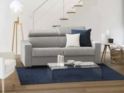 Sofá-cama Daame, ofá de 2 lugare, 100% Fabricado na Itália, Sofá da ala com abertura giratória, com apoio de cabeça ajutávei â€<â€<e braço fino, 160x95h85 cm, Cinza