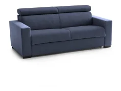 Sofá-cama Daara, ofá de 3 lugare, 100% Fabricado na Itália, Sofá da ala com abertura giratória, com apoio de cabeça ajutávei â€<â€<e braço fino, 200x95h85 cm, Azul