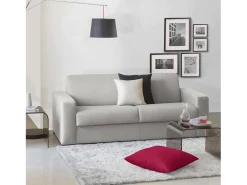Sofá-cama Dabagn, Sofá grande de 2 lugare, 100% Fabricado na Itália, Sofá da ala com abertura giratória, em tecido acolchoado, com braço padrão, 200x95h90 cm, Cinza