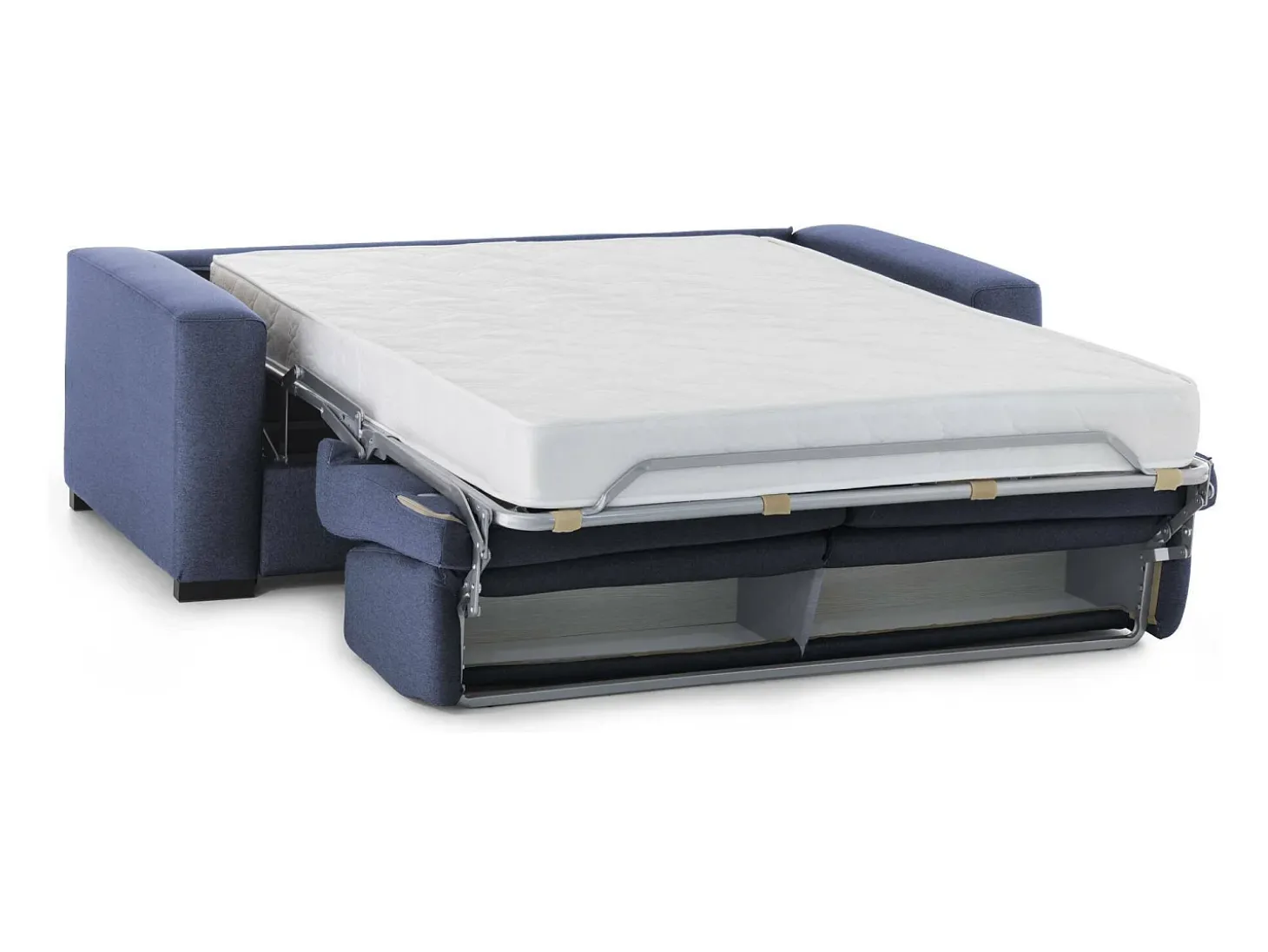 Sofá-cama Dabaida, Sofá grande de 2 lugare, 100% Fabricado na Itália, Sofá da ala com abertura giratória, em tecido acolchoado, com braço fino, 180x95h90 cm, Azul