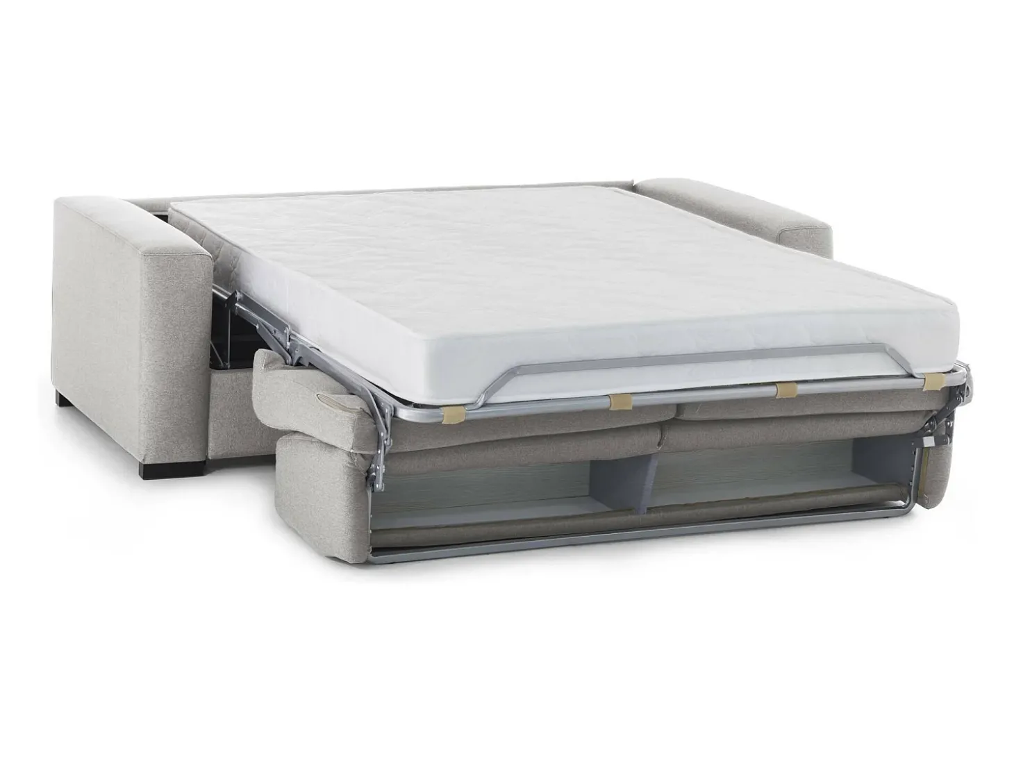 Sofá-cama Dabakah, sofá de 3 lugares, 100% Fabricado na Itália, Sofá da sala com abertura giratória, em tecido acolchoado, com braços finos, 200x95h90 cm, Cinza