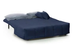 Sofá-cama Dabald, ofá de 2 lugare, 100% Fabricado na Itália, Sofá da ala com abertura para carrinho, em tecido acolchoado, com almofada incluída, 125x90h85 cm, Azul