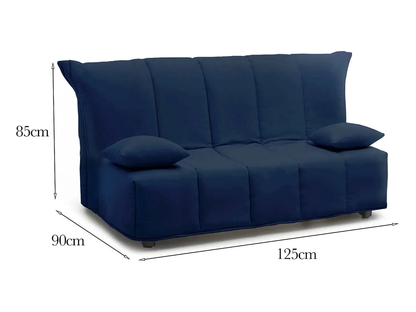 Sofá-cama Dabald, ofá de 2 lugare, 100% Fabricado na Itália, Sofá da ala com abertura para carrinho, em tecido acolchoado, com almofada incluída, 125x90h85 cm, Azul