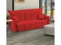 Sofá-cama Dabali, ofá de 2 lugare, 100% Fabricado na Itália, Sofá da ala com abertura para carrinho, em tecido acolchoado, com braço padrão, 150x90h85 cm, Vermelho