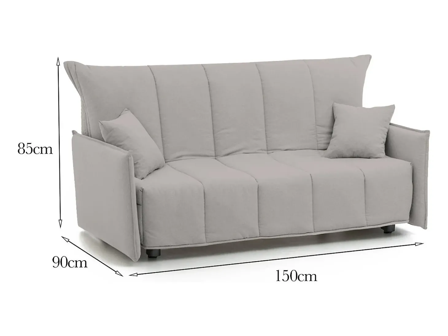 Sofá-cama Dabali, sofá de 2 lugares, 100% Fabricado na Itália, Sofá da sala com abertura para carrinho, em tecido acolchoado, com braços padrão, 150x90h85 cm, Bege