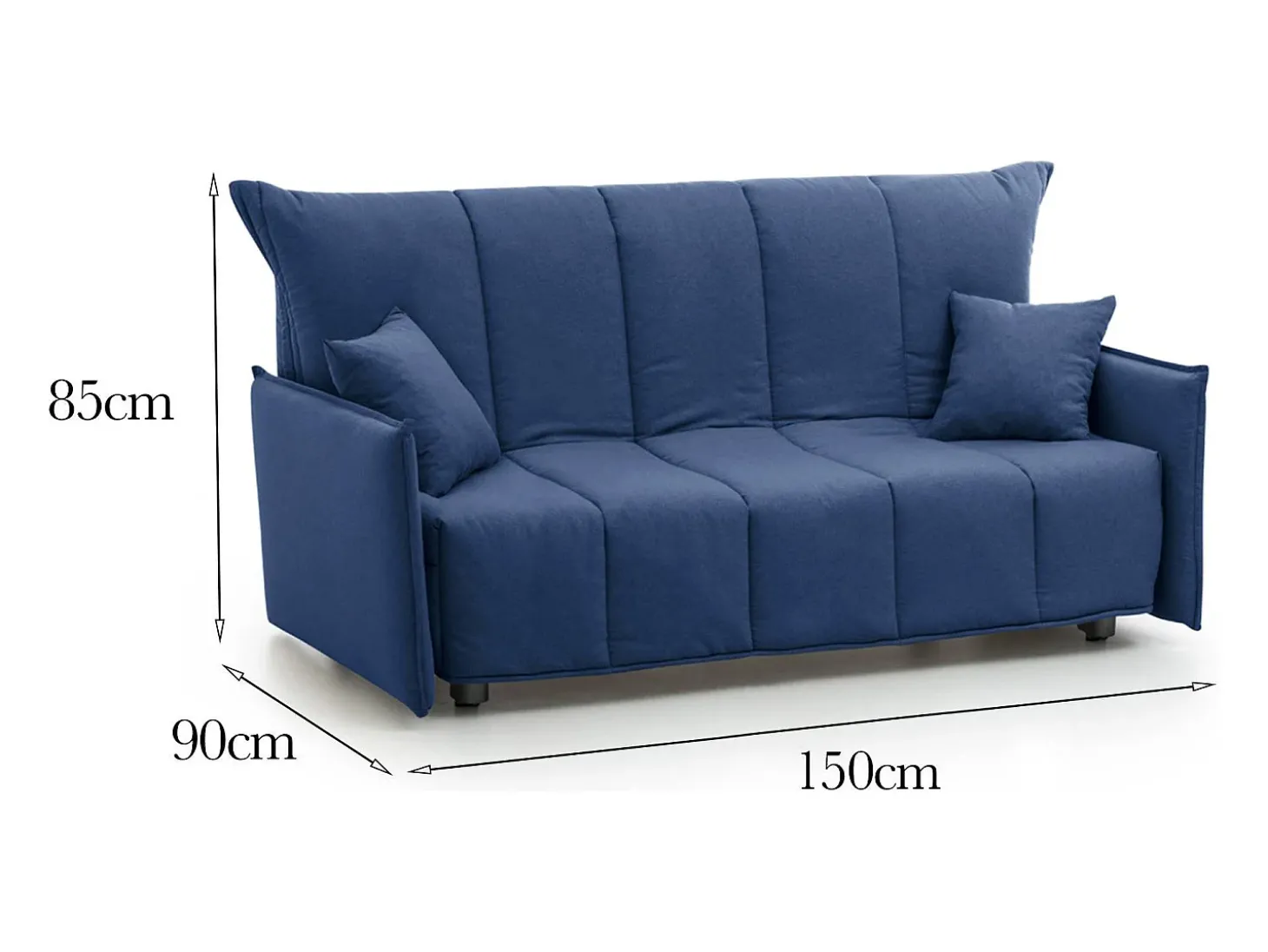 Sofá-cama Dabali, sofá de 2 lugares, 100% Fabricado na Itália, Sofá da sala com abertura para carrinho, em tecido acolchoado, com braços padrão, 150x90h85 cm, Azul