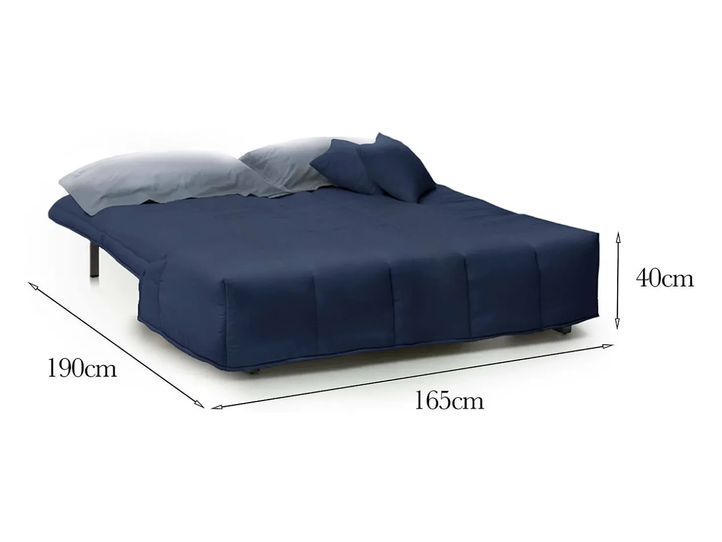 Sofá-cama Dabam, ofá de 3 lugare, 100% Fabricado na Itália, Sofá da ala com abertura para carrinho, em tecido acolchoado, com almofada incluída, 165x90h85 cm, Azul