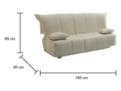 Sofá-cama Dabam, ofá de 3 lugare, 100% Fabricado na Itália, Sofá da ala com abertura para carrinho, em tecido acolchoado, com almofada incluída, 165x90h85 cm, Bege