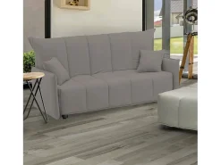 Sofá-cama Dabarc, sofá de 3 lugares, 100% Fabricado na Itália, Sofá da sala com abertura para carrinho, em tecido acolchoado, com braços padrão, 190x90h85 cm, Cinza