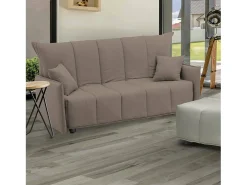 Sofá-cama Dabarc, sofá de 3 lugares, 100% Fabricado na Itália, Sofá da sala com abertura para carrinho, em tecido acolchoado, com braços padrão, 190x90h85 cm, Taupe